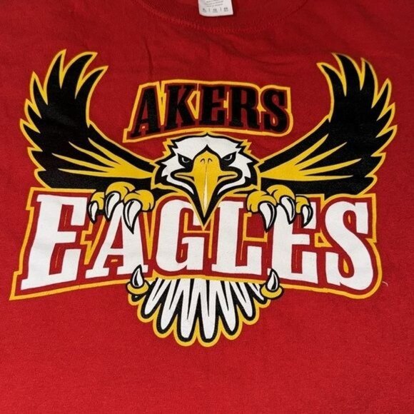 Akers Eagles Red Gildan Heavy Cotton Youth XL T-Shirt With Graphic Design - Picture 3 of 6